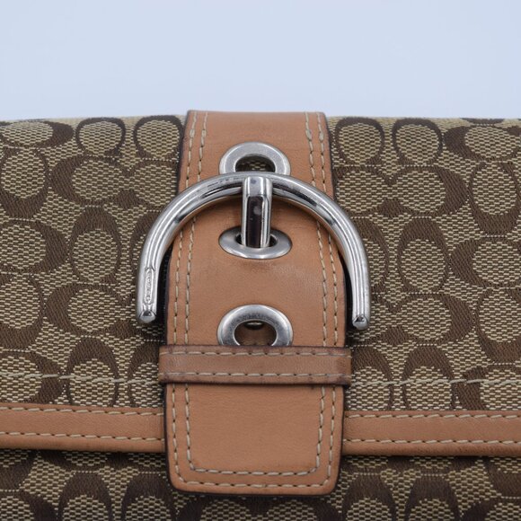 Coach Soho Buckle Signature "C" Canvas and Tan Leather Wallet - Picture 3 of 12